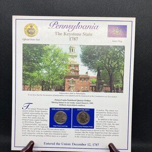 Uncirculated Pennsylvania State quarters and stamp set